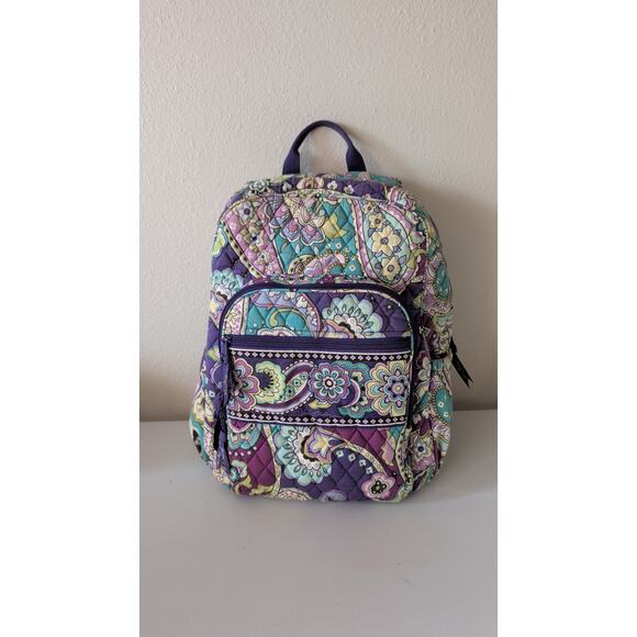 Vera Bradley Campus Backpack Heather Purple Paisley quilted Bookbag school main image 5